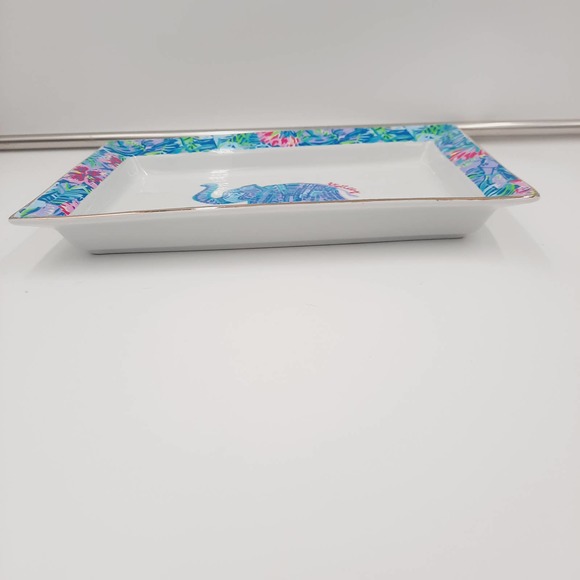 Lilly Pulitzer Modernist Ceramic Elephant Tray Dish 9.25”L x 5” - Picture 2 of 7